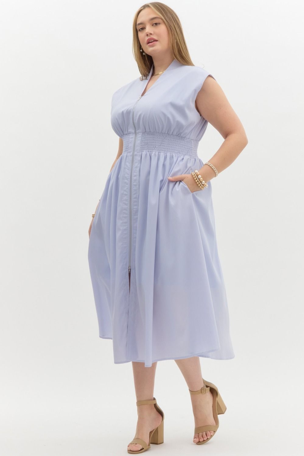 Light Blue Zipper Front Midi Dress | Purple Door | Commerce GA Purple Door Boutique Light Blue Zipper Front Midi Dress | Purple Door | Commerce GA Purple Door Boutique