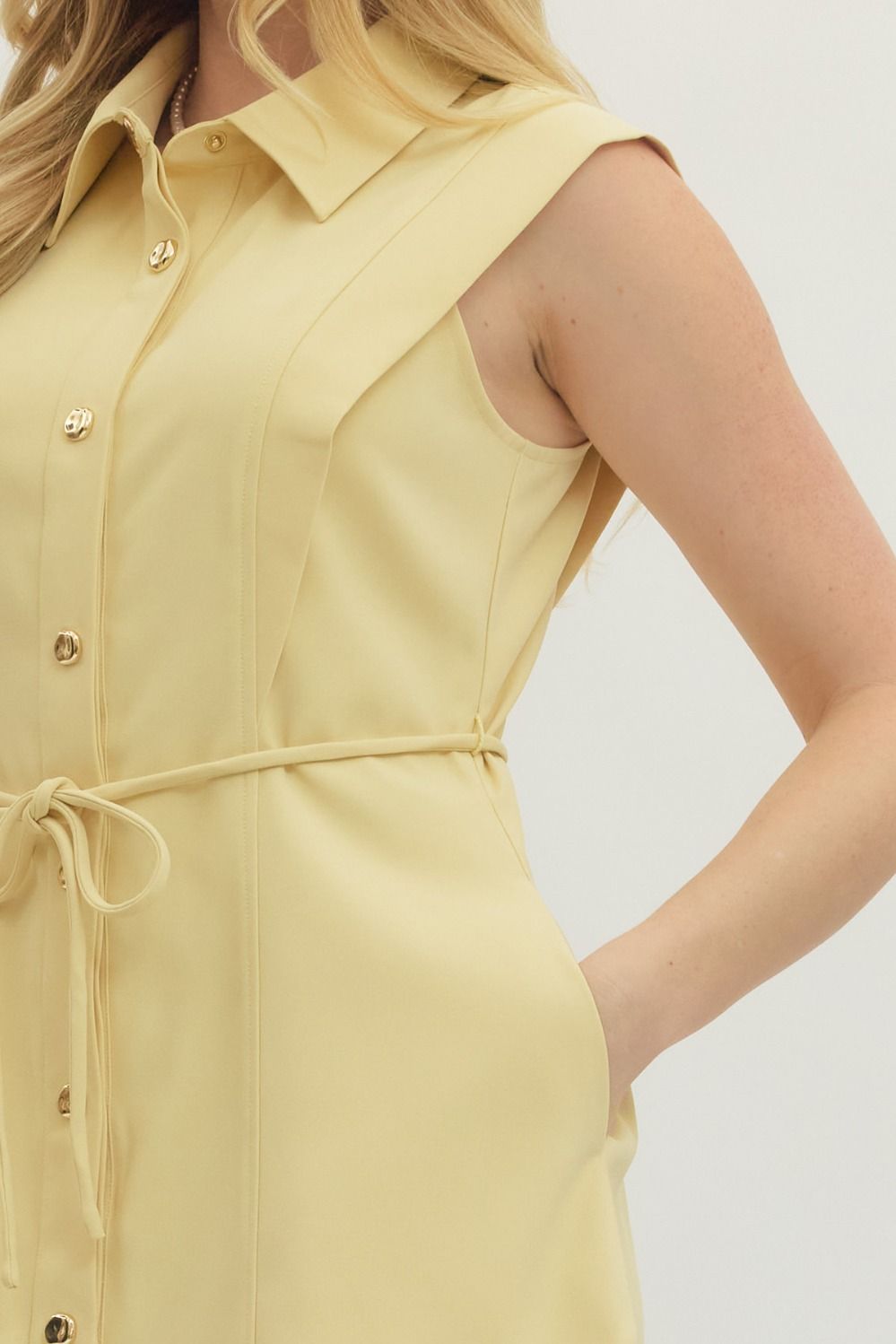 entro butter yellow dress details