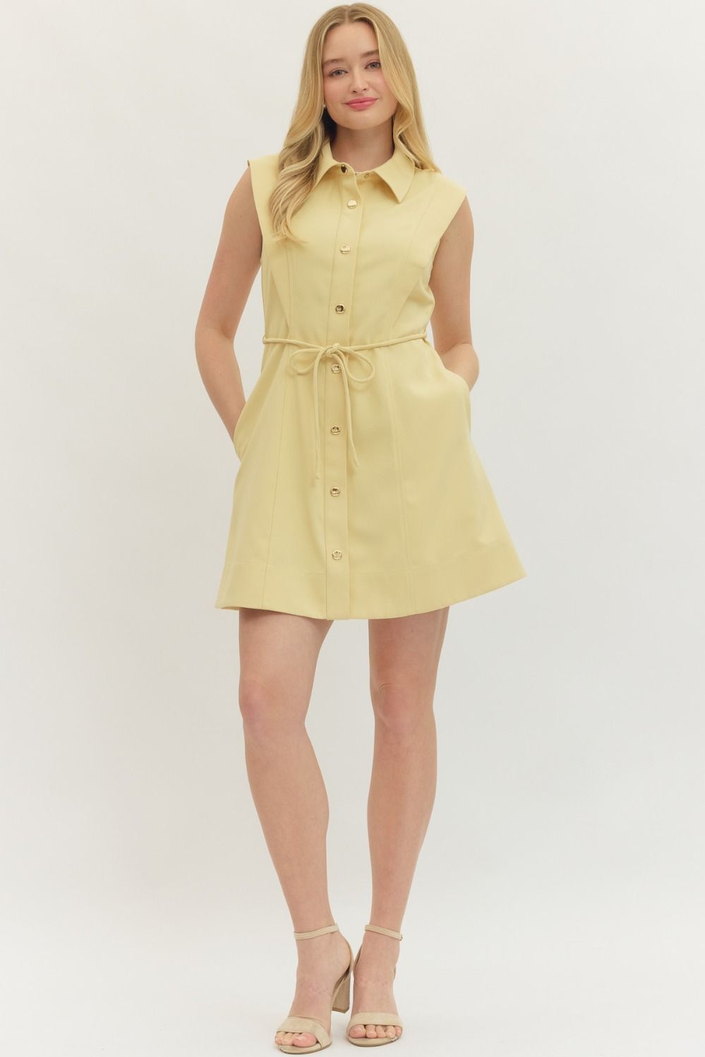 entro butter yellow short dress