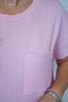 pink soft ribbed tee shirt tunic dress