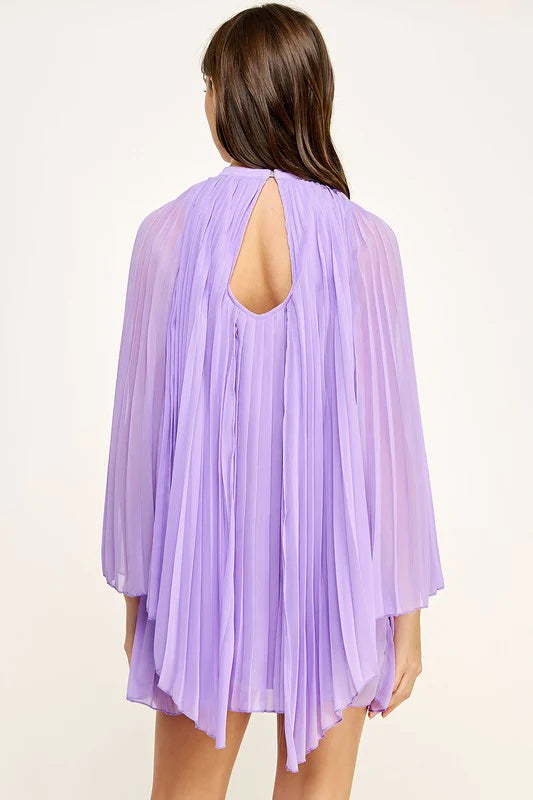 chiffon lilac purple mini dress