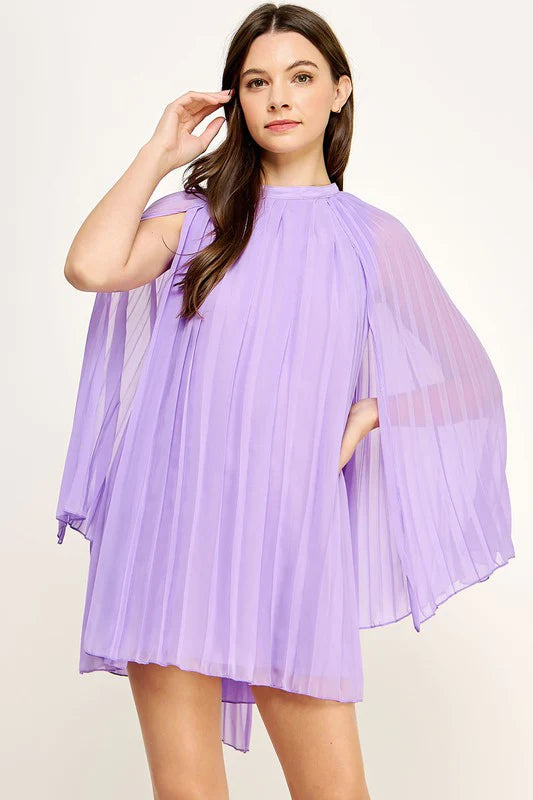 chiffon lilac purple mini dress
