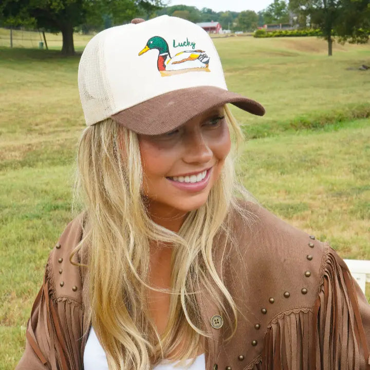 lucky duck mallard mesh back trucker hat