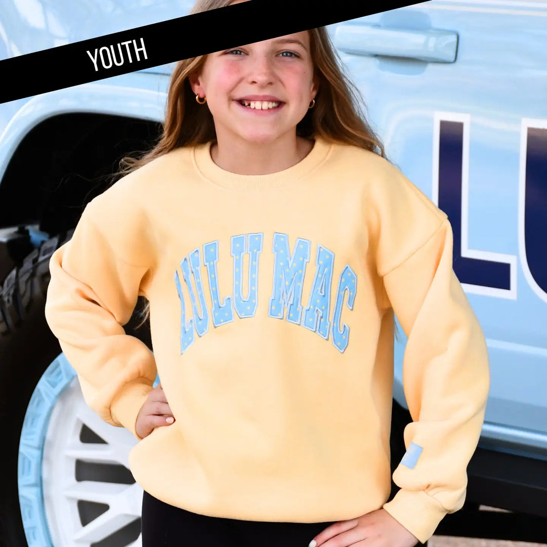 Lulu Mac Youth Butter Yellow Polka Dot Sweatshirt