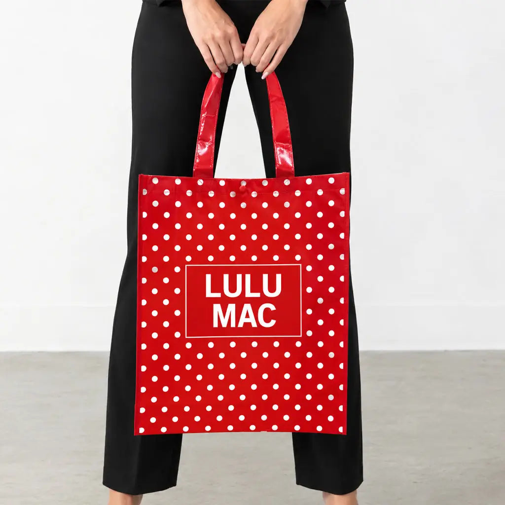 lulu mac red tote bag