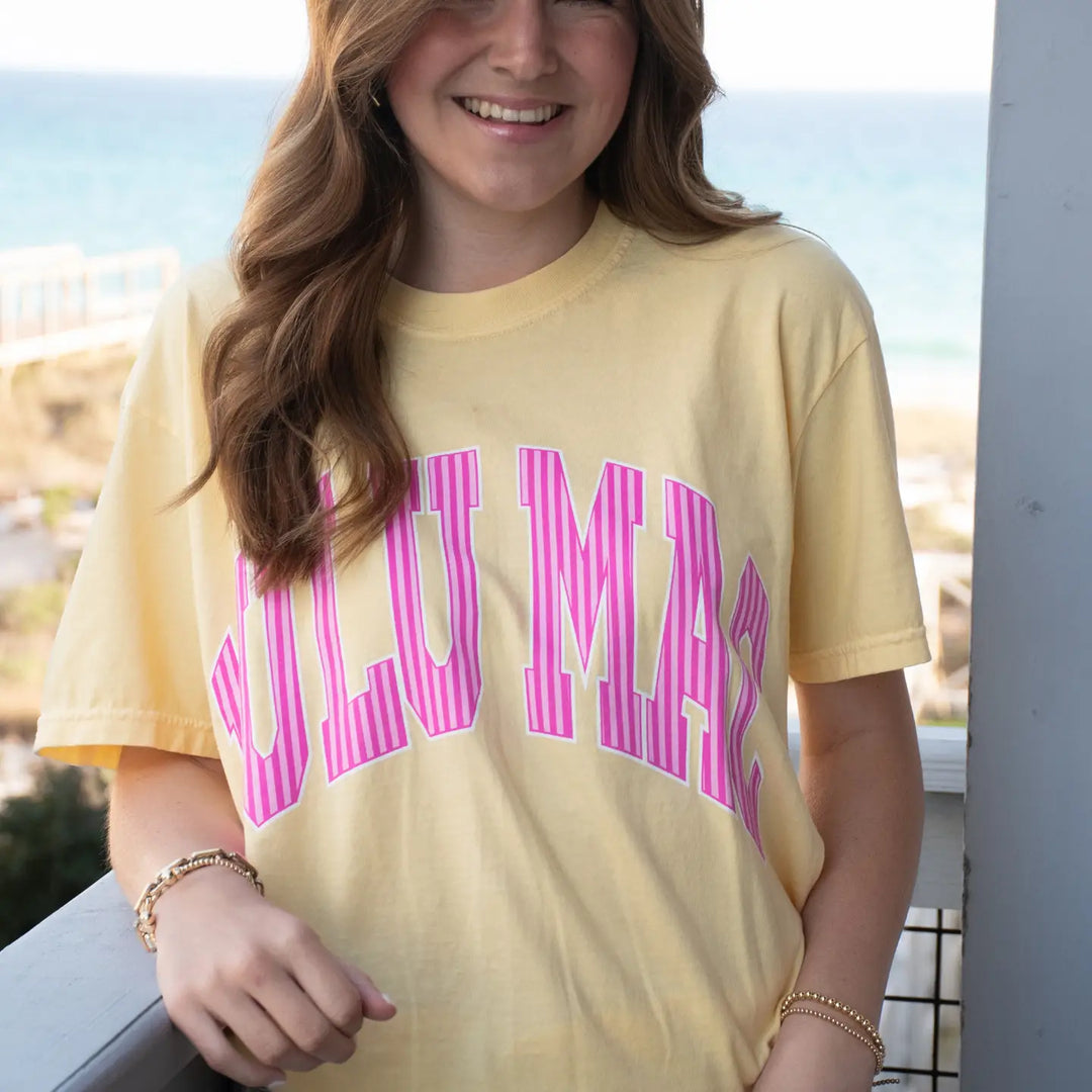 Lulu Mac Stripe Butter Yellow TShirt