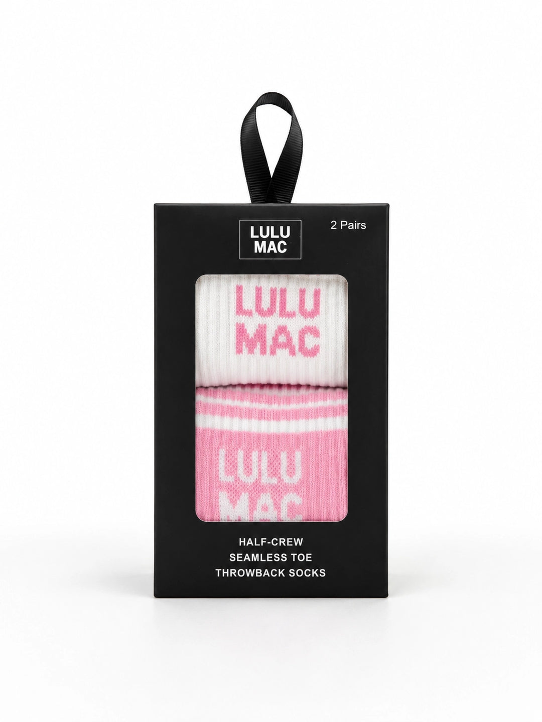 lulu mac 2 pairs box light pink socks