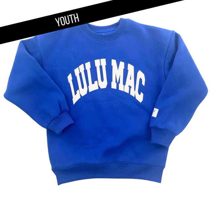 lulu mac youth kids royal blue puff sweatshirt