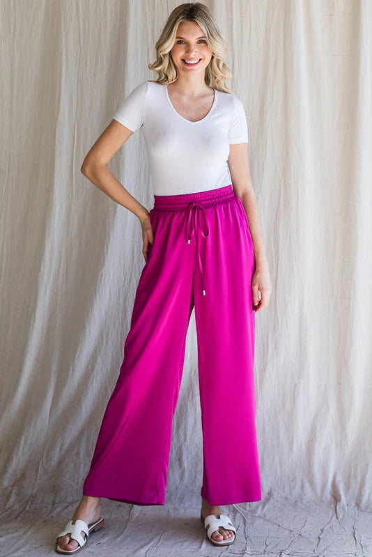 Magenta Women's Business Wide Leg Pants Dress Flare Split Hem Slacks –  Lookbook Store