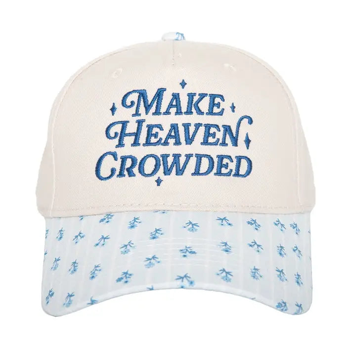 make heaven crowded blue floral canvas trucker hat