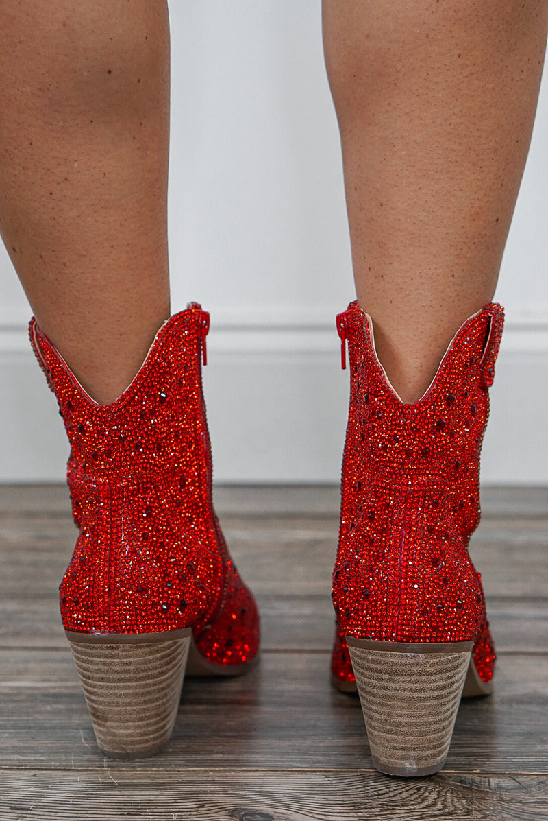 matisse red harlow rhinestone western ankle boots