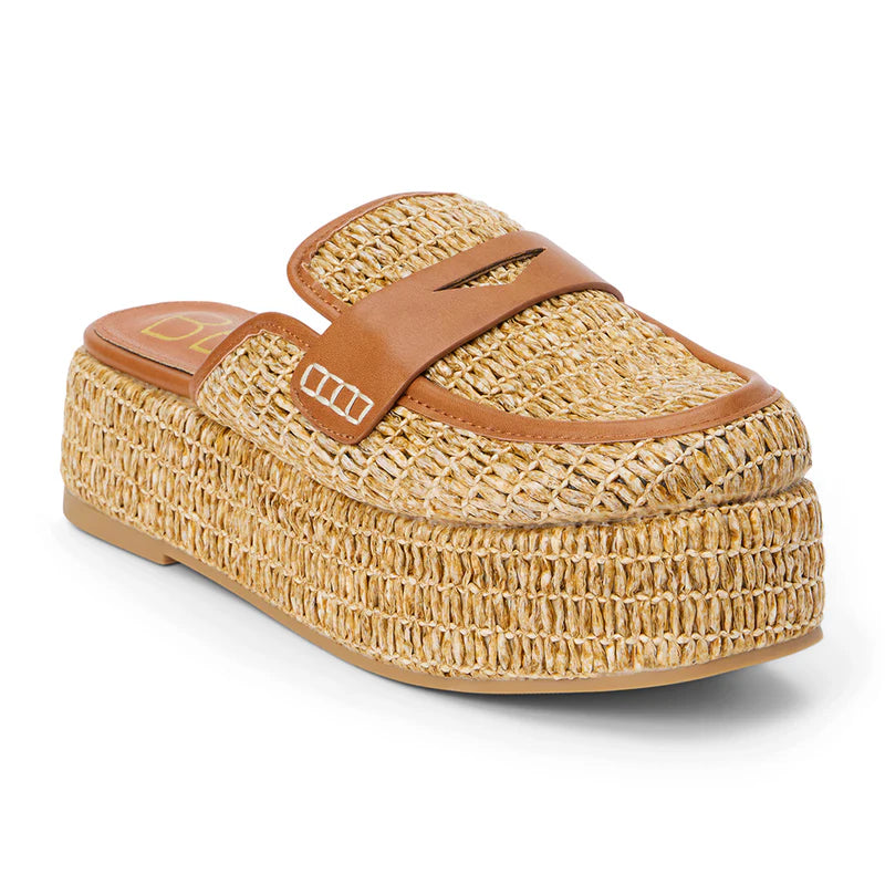 matisse wren raffia cognac mule slide