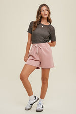 Wishlist Mauve knit shorts with drawstring elastic waistband