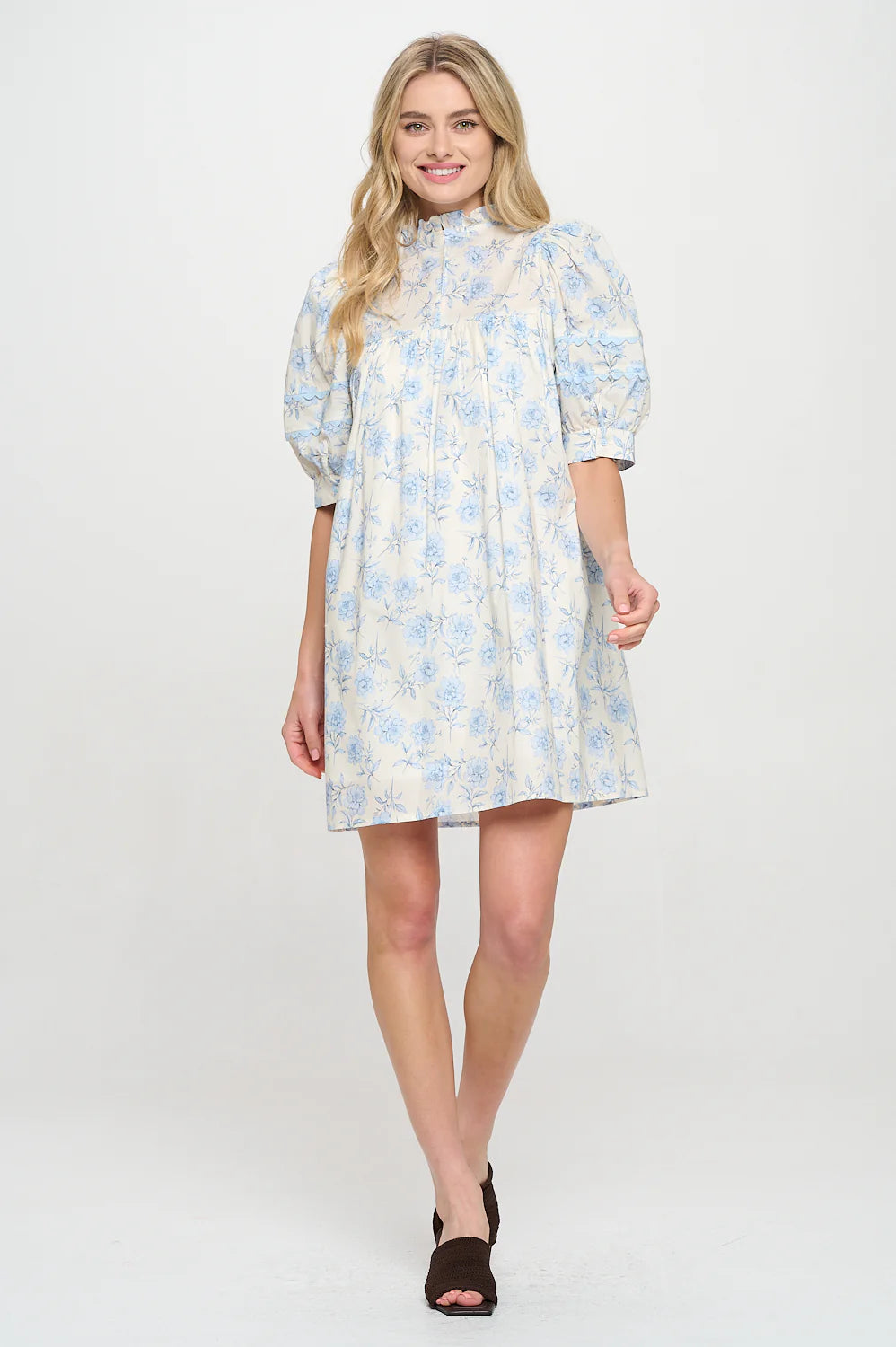 meet me in Santorini azure floral blue dress 
