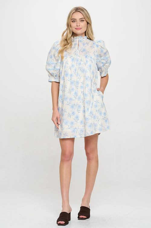 meet me in Santorini azure floral blue dress 