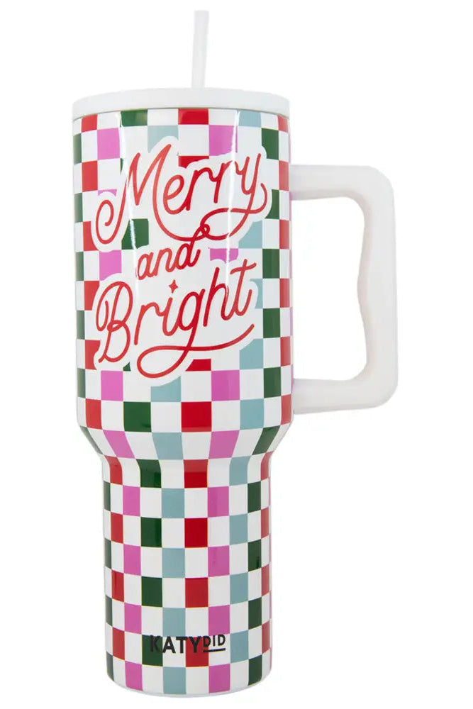merry and bright Christmas traveler tumbler front