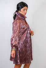 metallic mauve babydoll dress