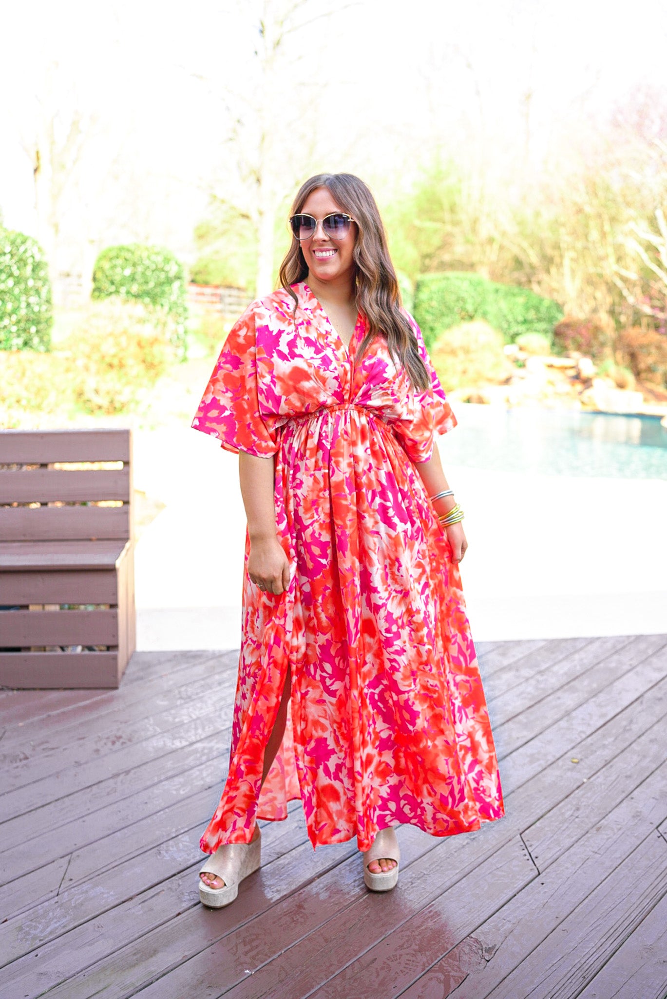 Orange Florals Flowy Maxi Dress – Purple Door Boutique