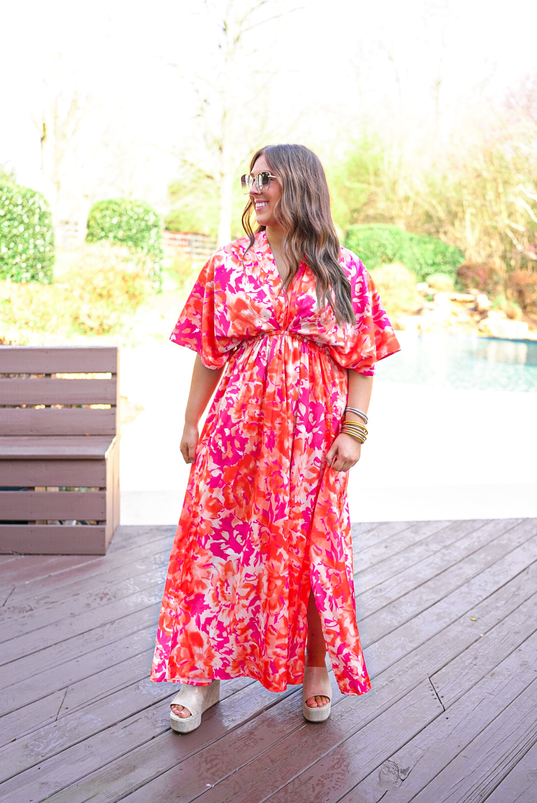 Orange Florals Flowy Maxi Dress – Purple Door Boutique