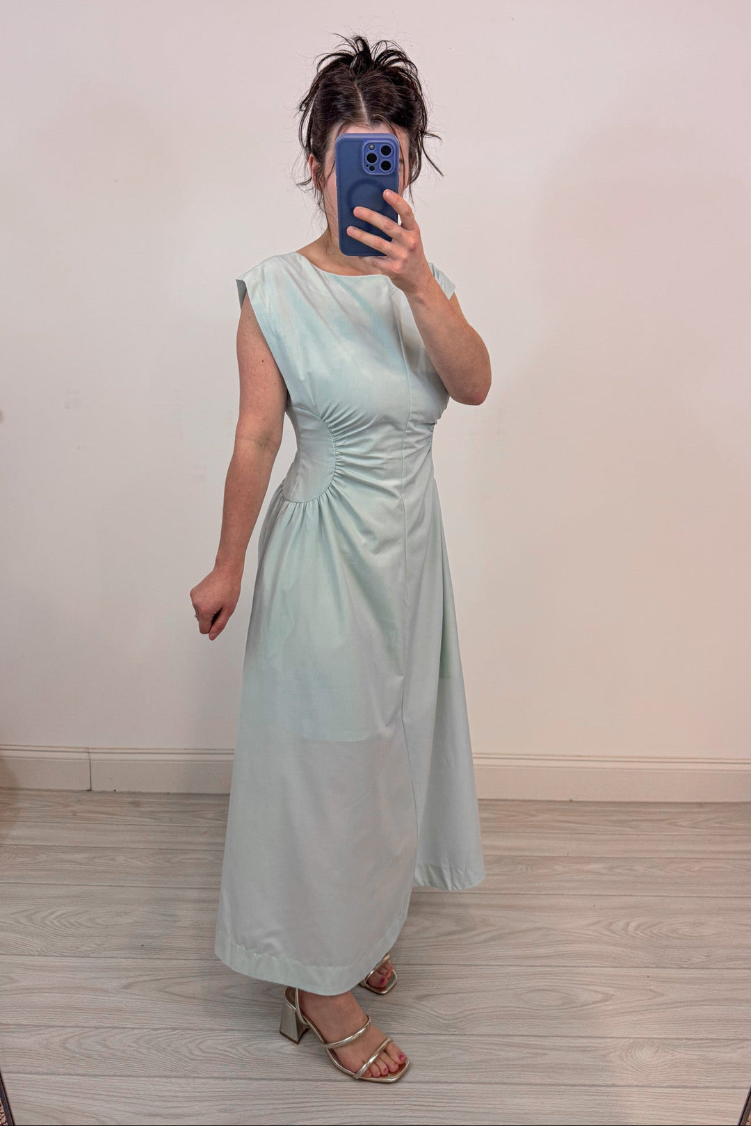 Women's Light Mint Cinch Waist Midi Dress Medium Women's Light Mint Cinch Waist Midi Dress Medium