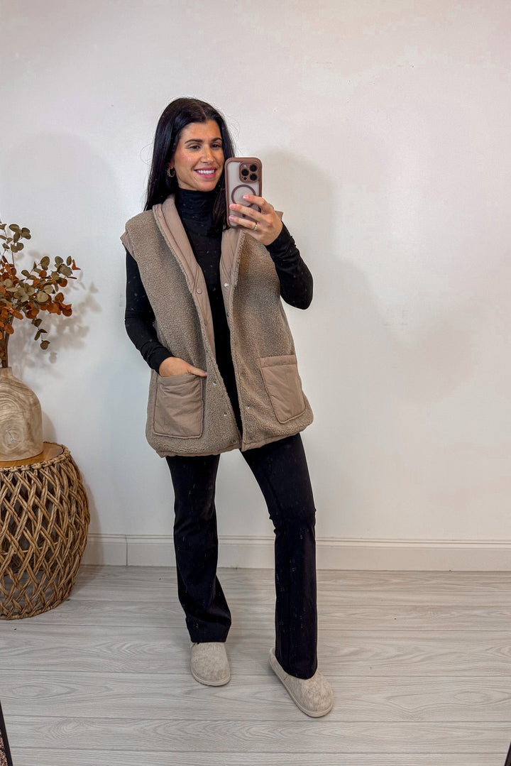 women's oversized sherpa vest