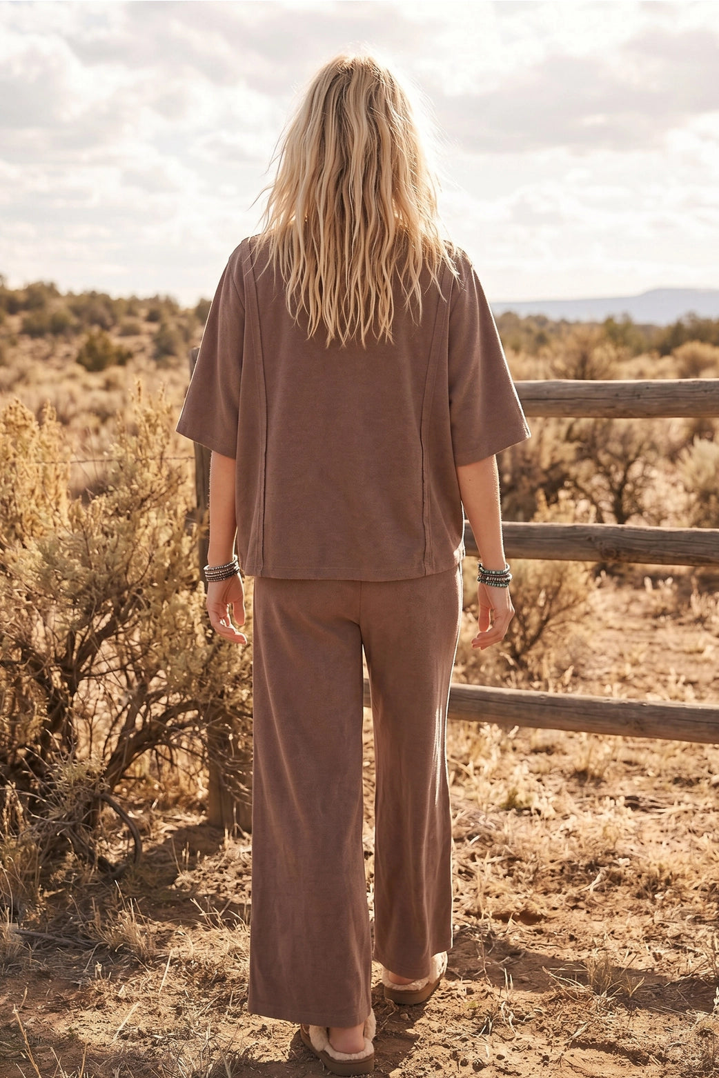 mocha soft knit pants set back