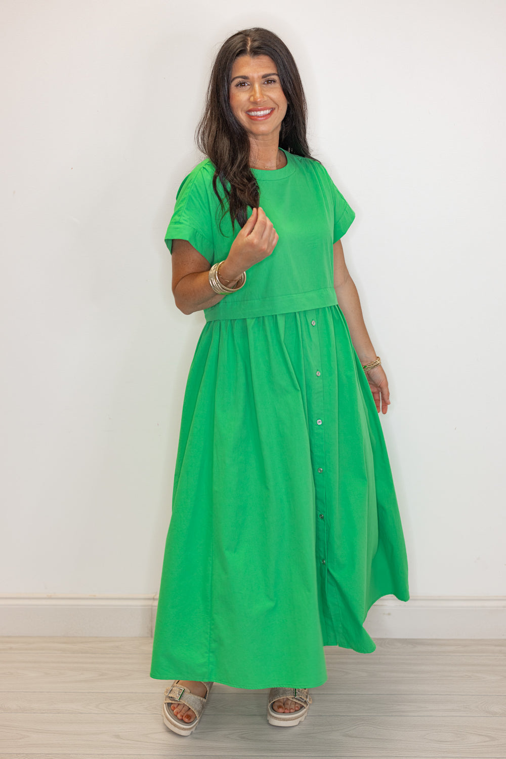 Green Poplin Button Skirt Midi Dress | Purple Door | Commerce GA Purple Door Boutique Green Poplin Button Skirt Midi Dress | Purple Door | Commerce GA Purple Door Boutique