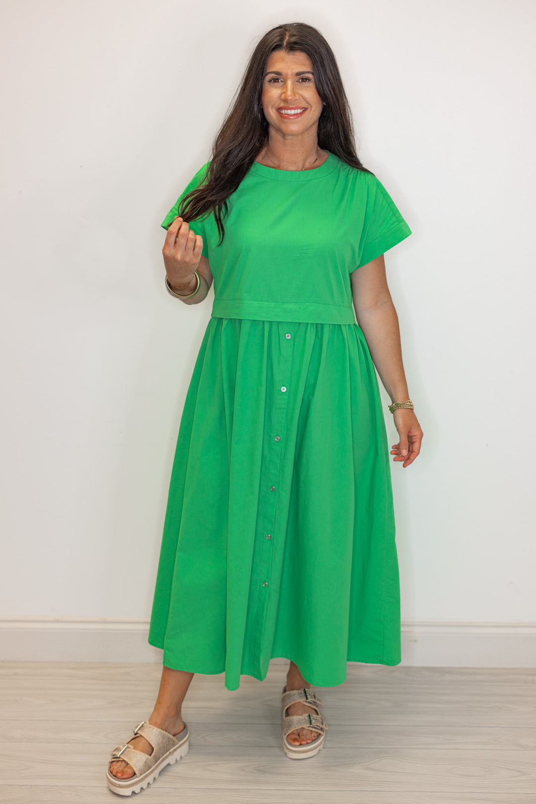Green Poplin Button Skirt Midi Dress | Purple Door | Commerce GA Purple Door Boutique Green Poplin Button Skirt Midi Dress | Purple Door | Commerce GA Purple Door Boutique