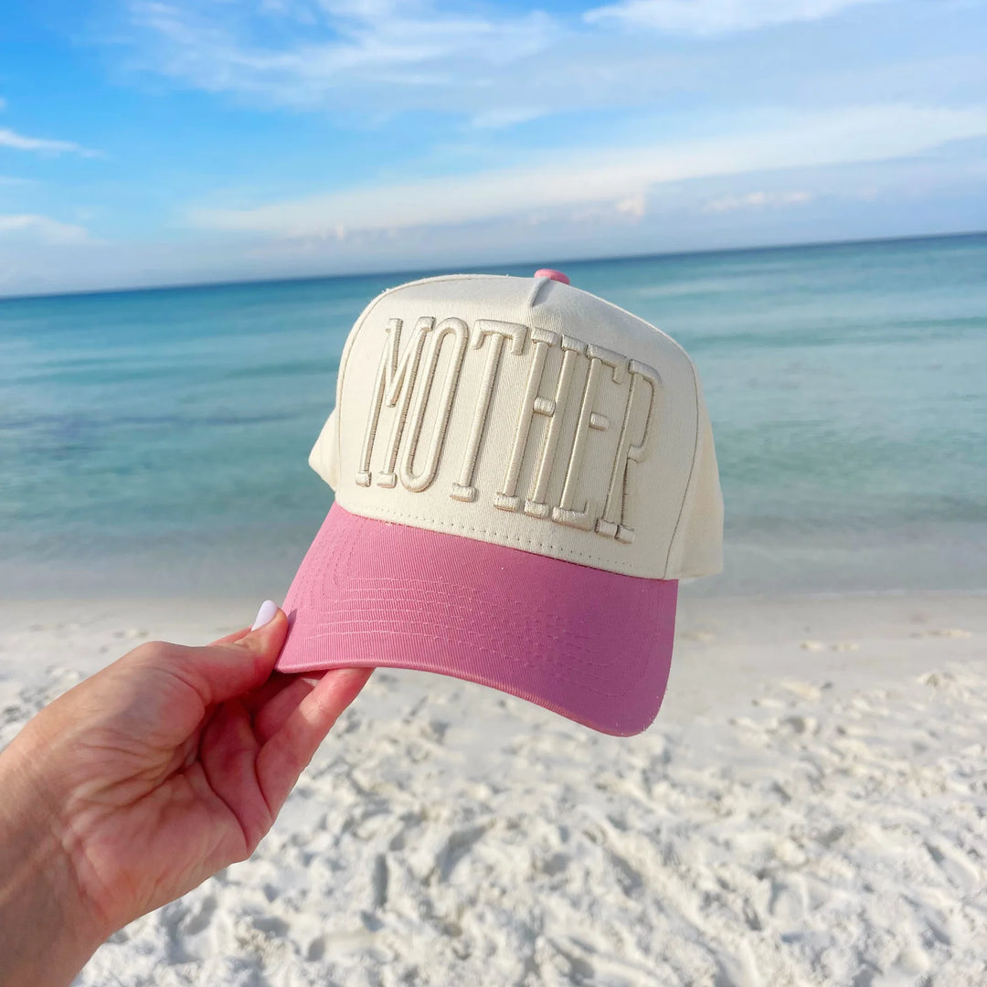 Women's "Mother" trucker hat with pink bill by Poppy And Pine