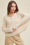 Wishlist Crocheted boxy cropped sweater top in natural
