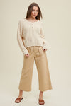 Wishlist Crocheted boxy cropped sweater top in natural