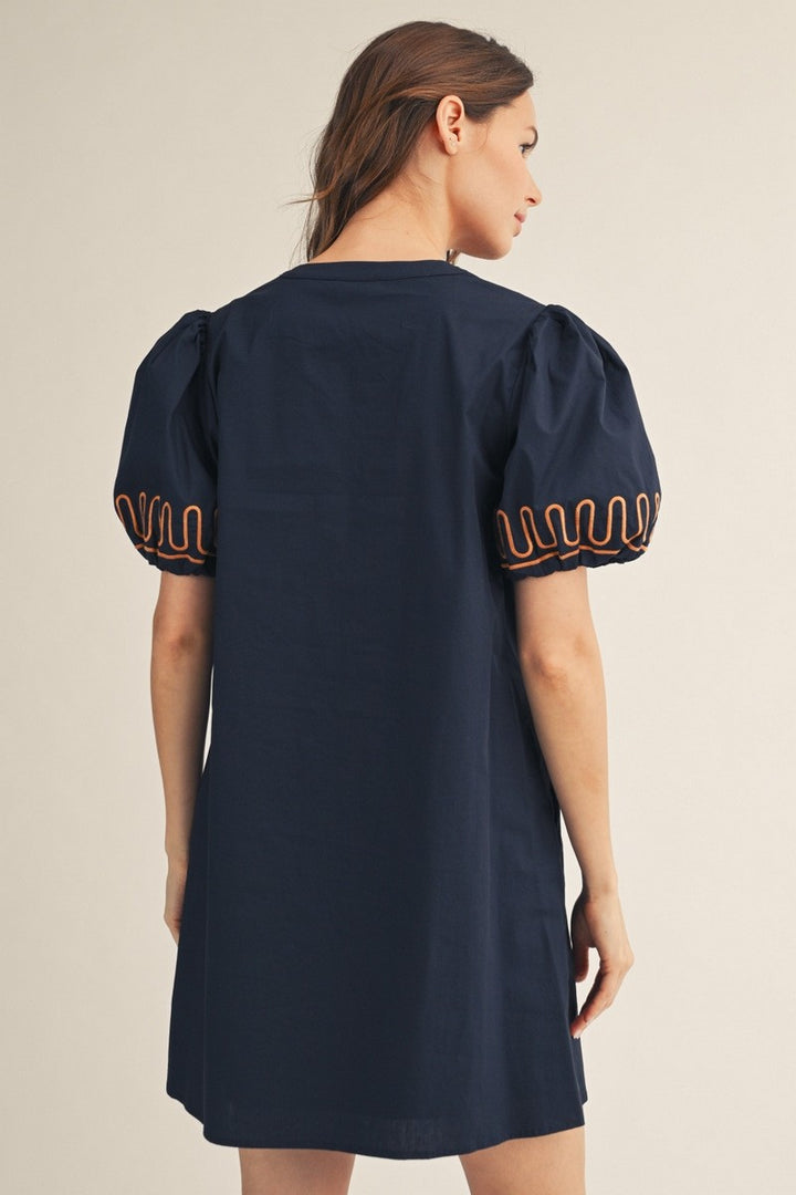 Autumn Accents Navy And Caramel Dress