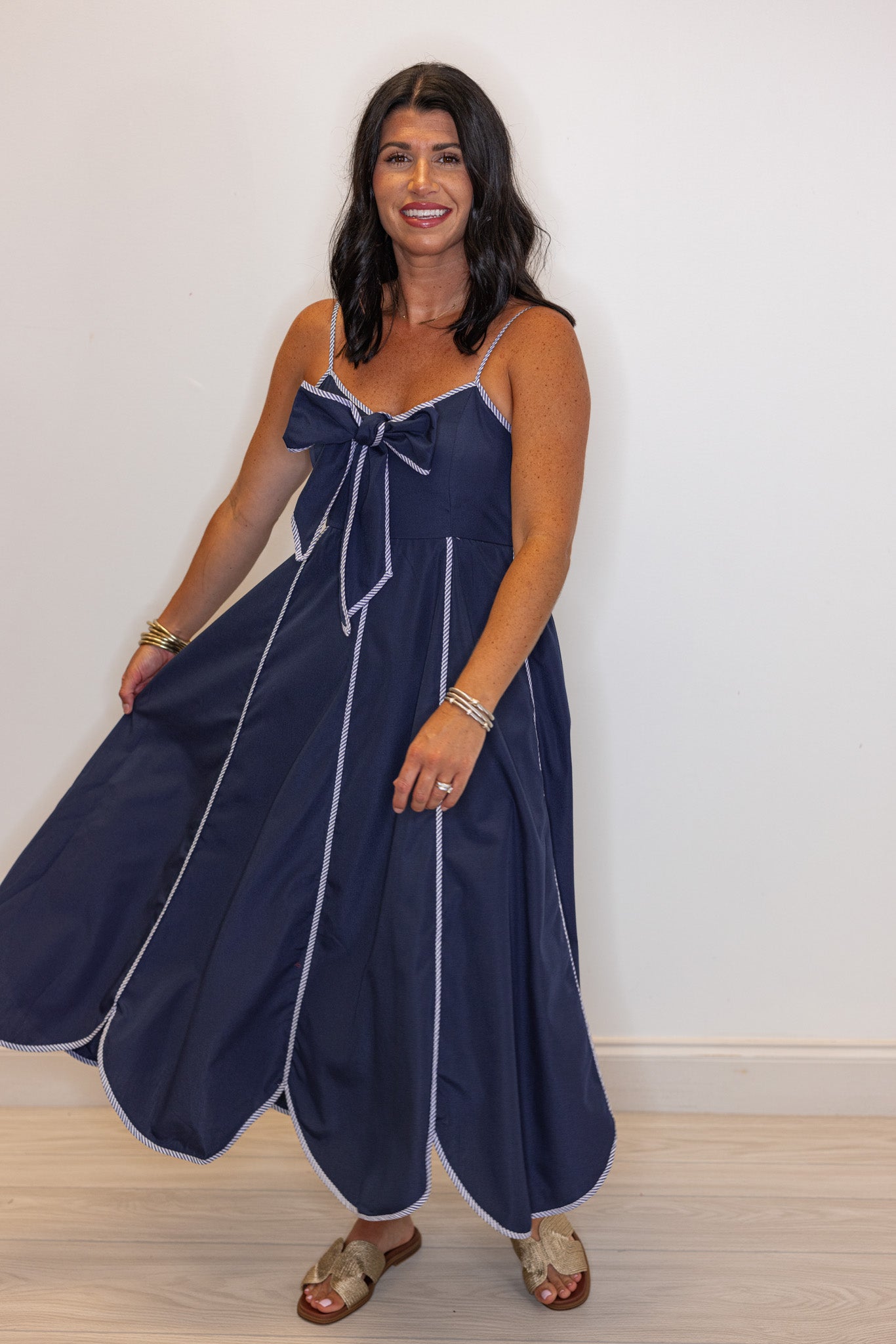 Navy Tulip Hem Midi Dress | Free Shipping Over $100.00 – Purple