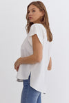 Entro Button down hi-low top in off white