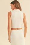 off white collared cropped top