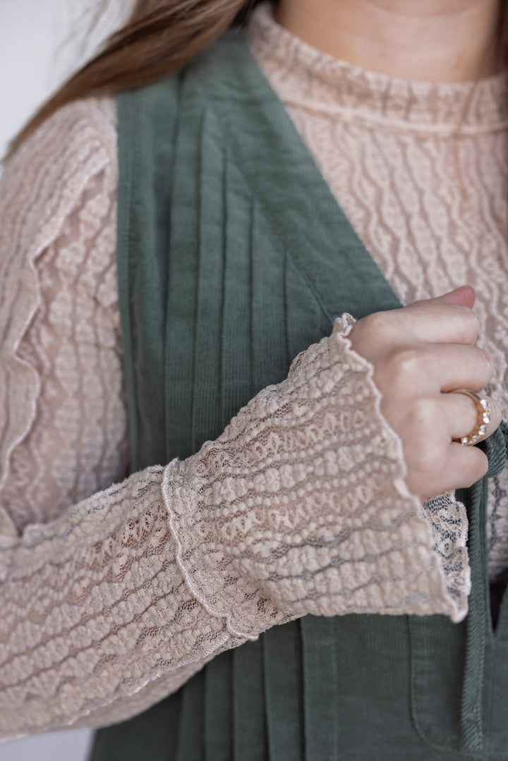 tan sheer layering top