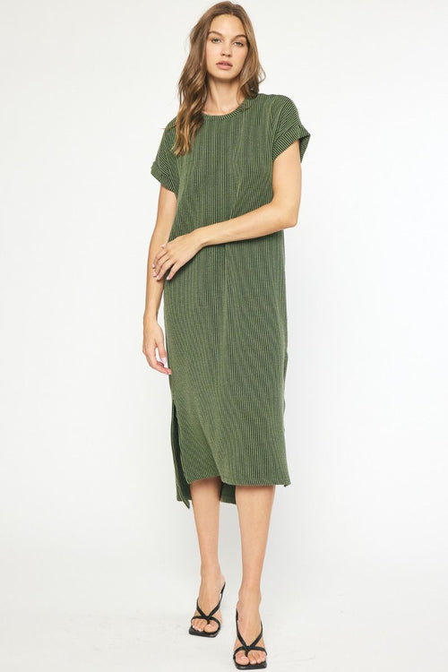 Entro Olive green ribbed dress 