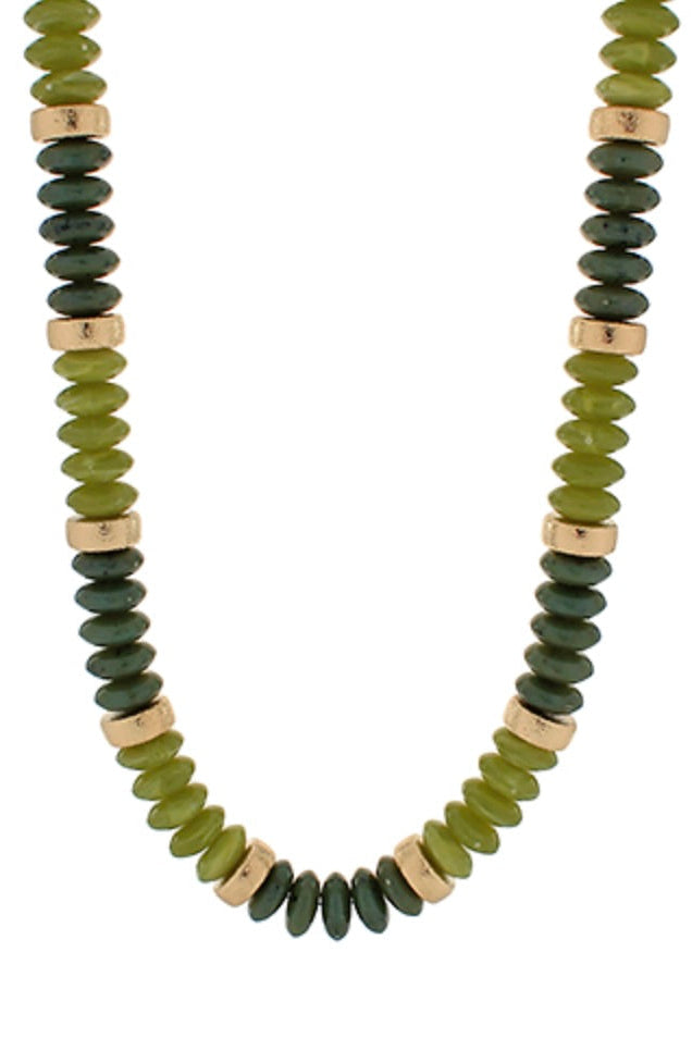 olive beaded rondelle necklace