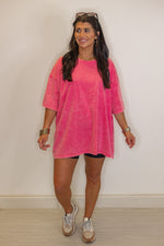 pink oversized mineral washed cotton tee