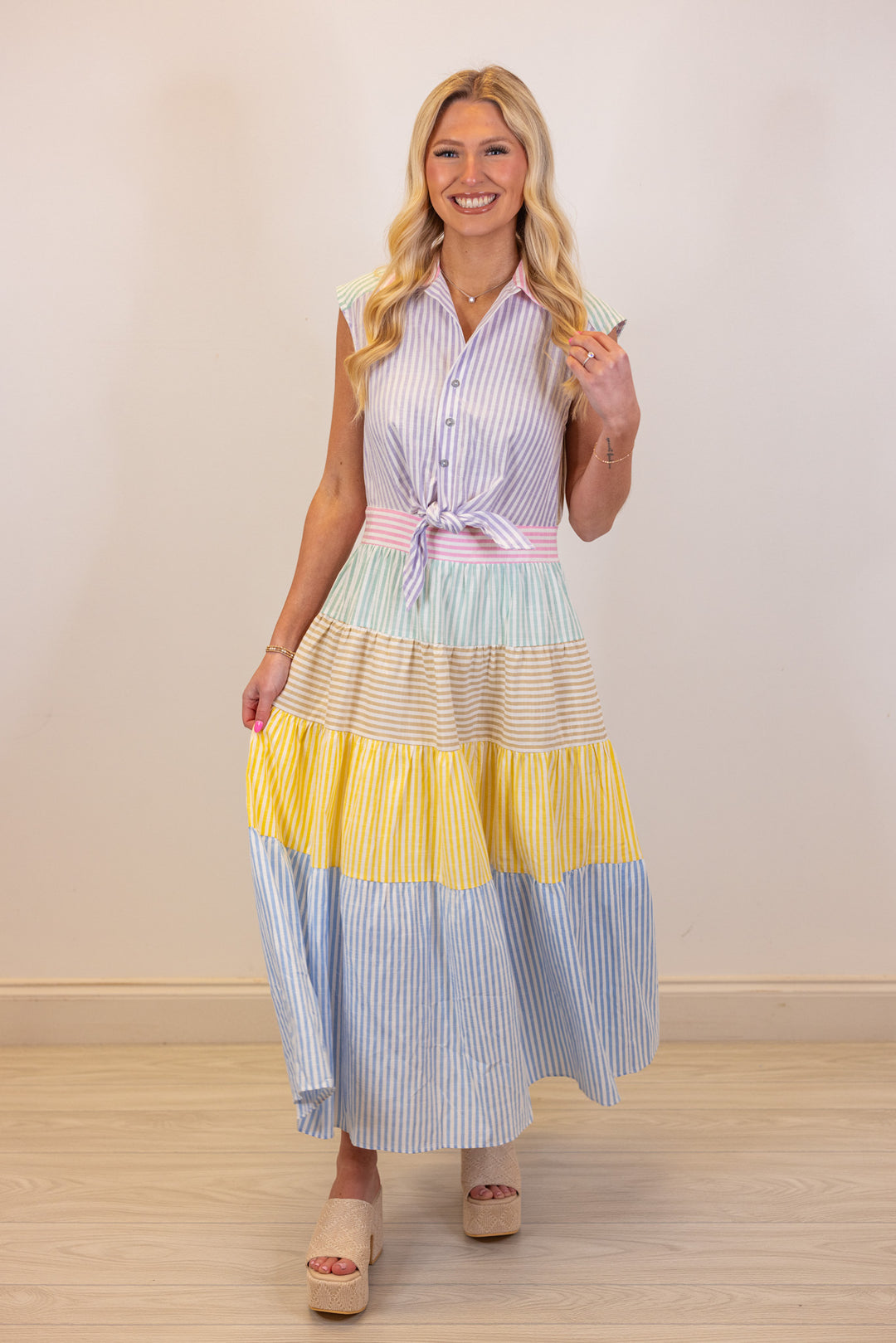 Pastel Stripes Midi Dress | Purple Door | Commerce GA Purple Door Boutique Pastel Stripes Midi Dress | Purple Door | Commerce GA Purple Door Boutique