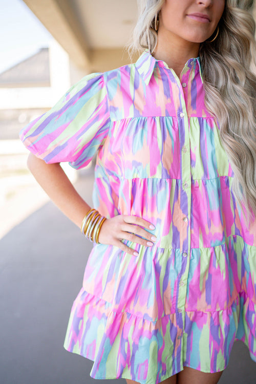 pastel watercolor poplin dress