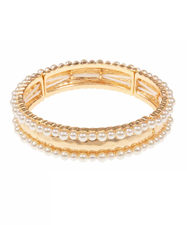 pearl stretch bangle bracelet