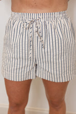 pin stripe drawstring shorts set