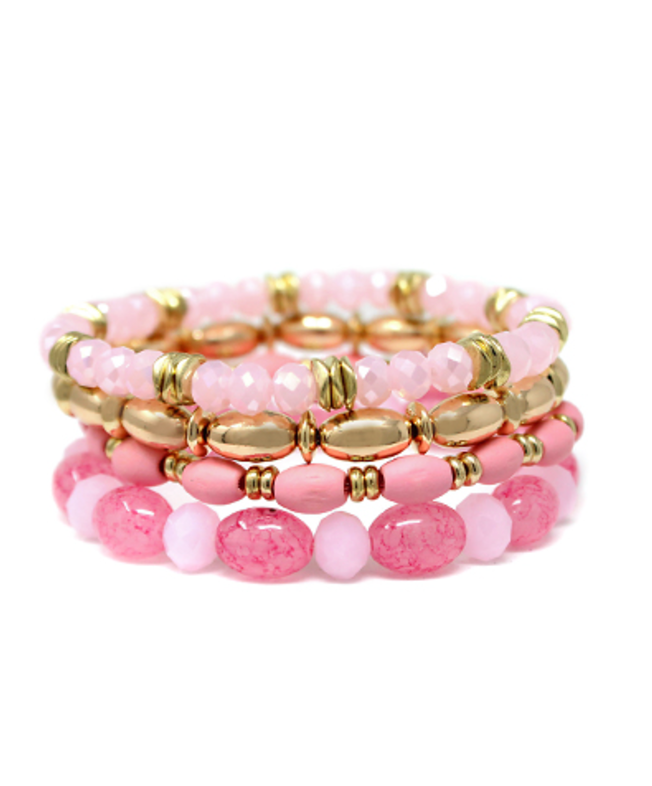PINK beaded bracelet set