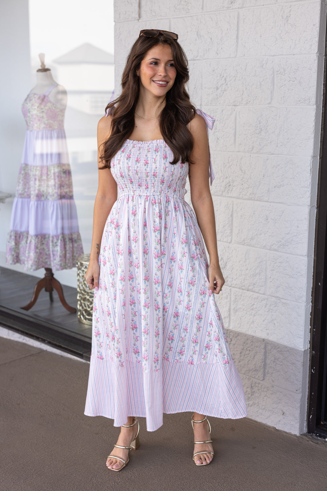 Springtime Whimsy Cream Midi Dress