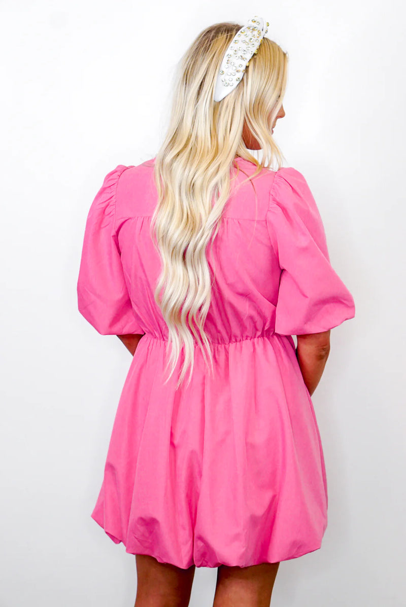 pink bubble hem dress