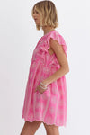 Entro Pink floral embroidered babydoll dress