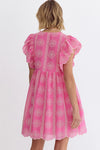 Entro Pink floral embroidered babydoll dress