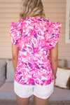 entro pink floral print dressy top