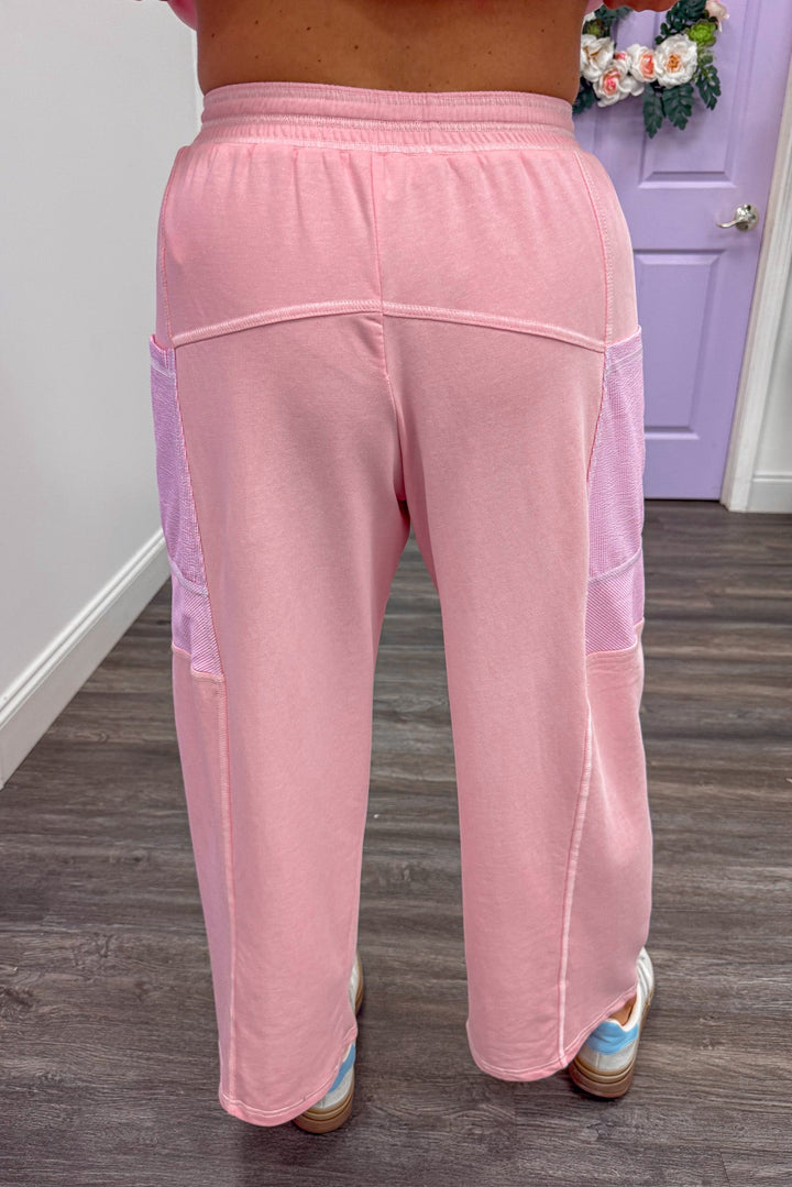 women's comfy cute pink lounge elastic waist set